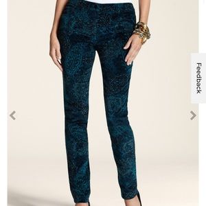 Chicos Velveteen Paisley  Pants NWT
